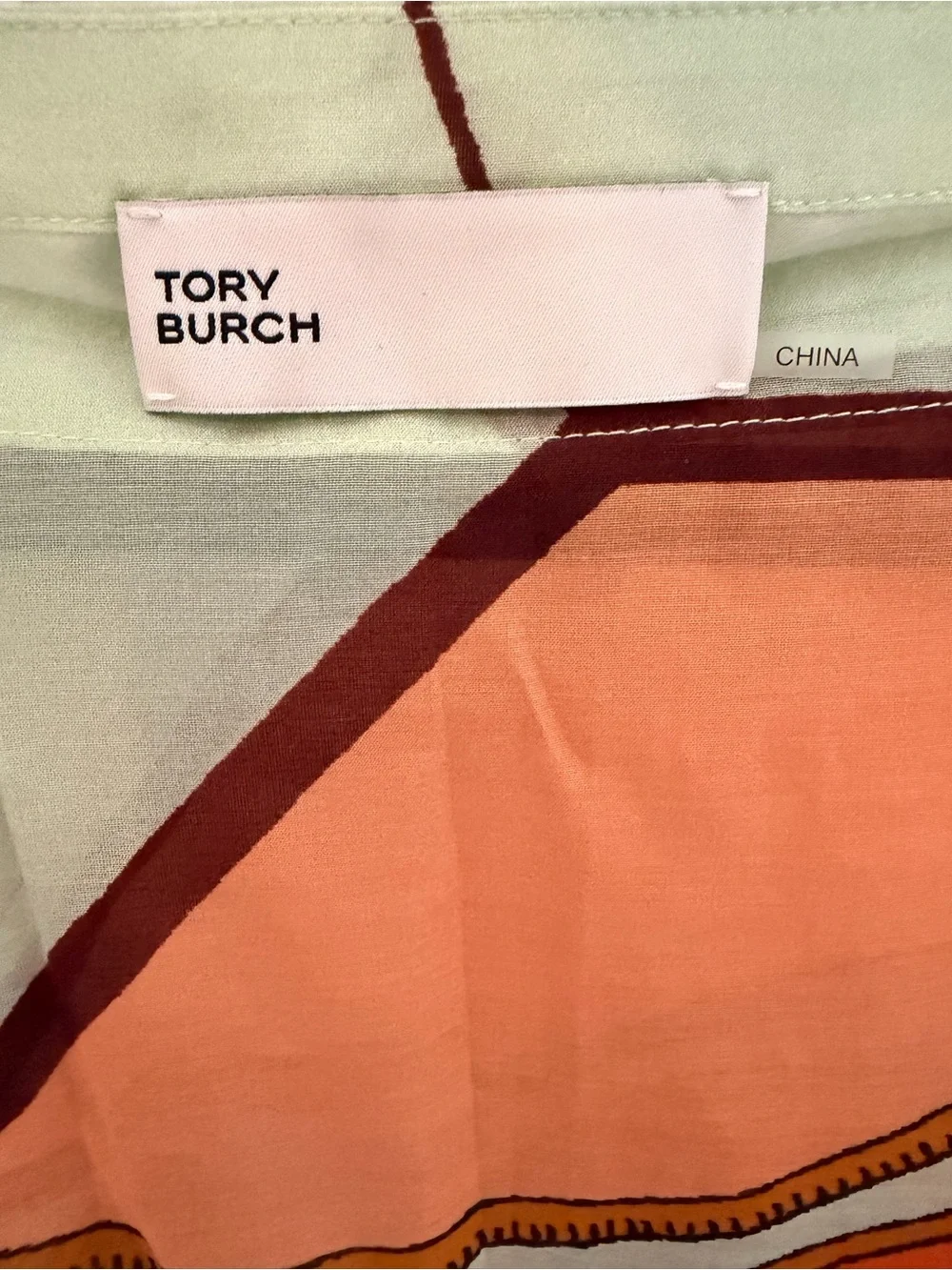 Women’s Tory Burch Bohemian Scarf-Print Poncho in Orange & Mint